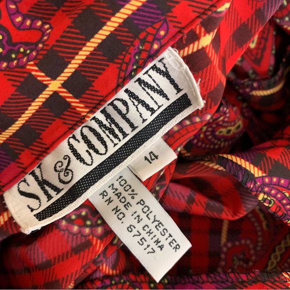 Vintage SK & Company Plaid Paisley Button Down Shirt Sz 14 - Picture 13 of 14